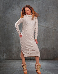 Image showing Fashionable knitted dress for cold 