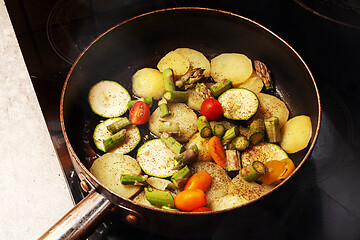 Image showing Colourful mediterranean vegetable pan  
