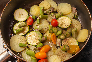 Image showing Close-up of a Mediterranean vegetable pan  