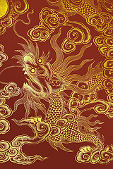 Image showing Chinese dragon painted on a wall