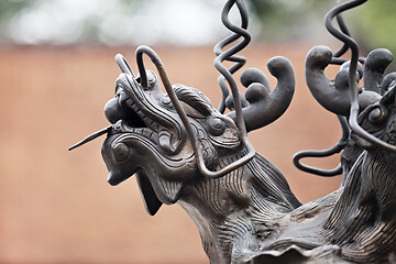 Image showing Dragon sculpture in a temple in Hanoi, Vietnam