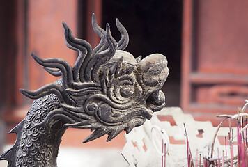 Image showing Dragon sculpture in a temple in Hanoi, Vietnam
