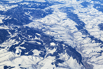 Image showing Mountains, view from airplane