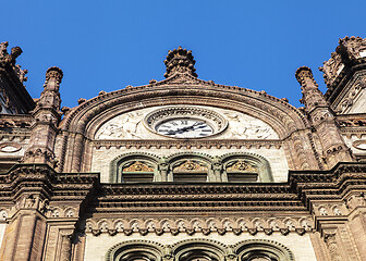 Image showing The facade of the old antique Parisi Udvar shopping mall in Budapest.