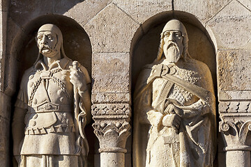 Image showing Statues decorating Fisherman bastion in Budapest