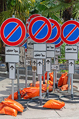 Image showing No Parking Sand Bags