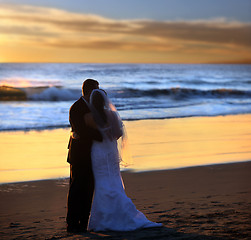 Image showing Couple wedding at sunset