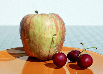 Image showing Apple and Sweet Cherries