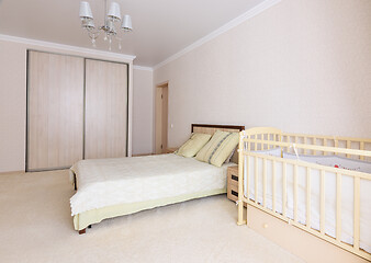 Image showing Bedroom interior with new born baby crib