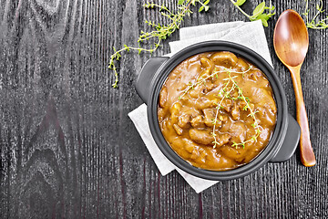 Image showing Goulash of beef in pan on napkin top