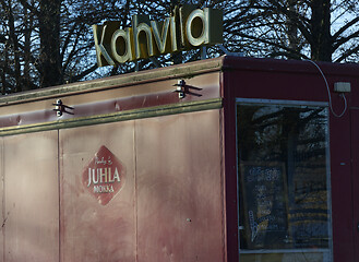 Image showing closed in the fall for the winter kiosk selling ice cream and co