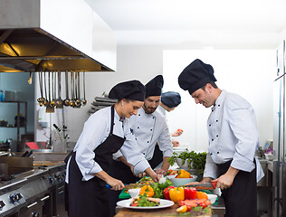 Image showing team cooks and chefs preparing meals