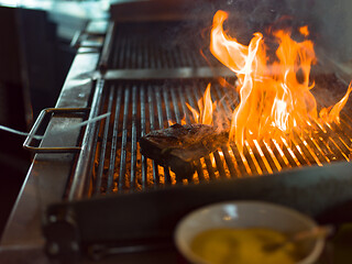 Image showing beef steak on the grill