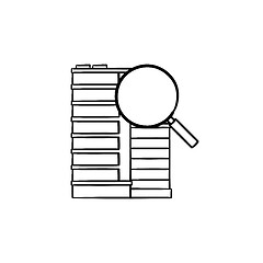 Image showing Office building with magnifying glass hand drawn outline doodle 