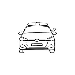 Image showing Police car hand drawn outline doodle icon.