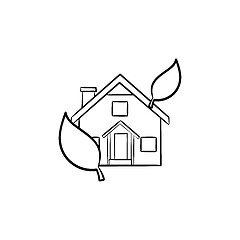 Image showing Ecological house hand drawn outline doodle icon.