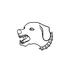 Image showing Angry dog with teeth hand drawn outline doodle icon.