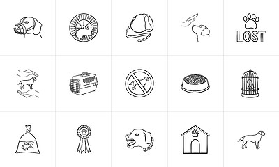 Image showing Pets hand drawn outline doodle icon set.