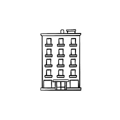 Image showing Apartment building hand drawn outline doodle icon.