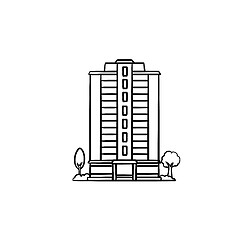 Image showing Residential building hand drawn outline doodle icon.