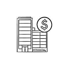 Image showing Corporate business buildings hand drawn outline doodle icon.