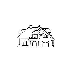 Image showing Private house hand drawn outline doodle icon.