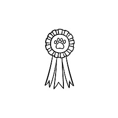 Image showing Pets award rosette hand drawn outline doodle icon.