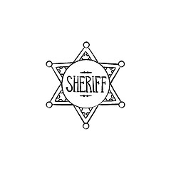 Image showing Sheriff star hand drawn outline doodle icon.