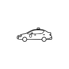 Image showing Police car hand drawn outline doodle icon.