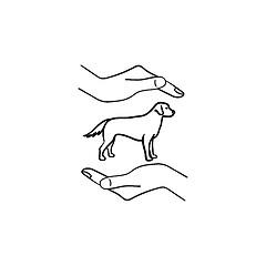 Image showing Pet rescue hand drawn outline doodle icon.