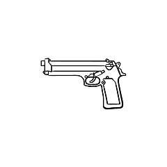 Image showing Handgun hand drawn outline doodle icon.