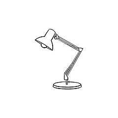 Image showing Table lamp hand drawn outline doodle icon.