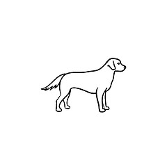 Image showing Friendly dog hand drawn outline doodle icon.