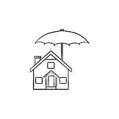 Image showing House insurance hand drawn outline doodle icon.