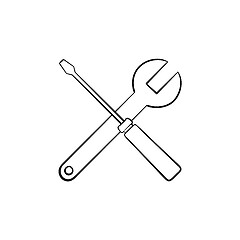 Image showing Repair tools hand drawn outline doodle icon.