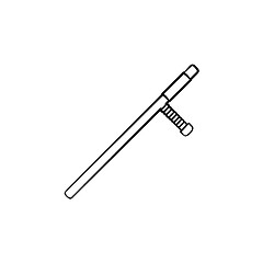 Image showing Police baton hand drawn outline doodle icon.