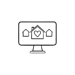 Image showing Real estate website hand drawn outline doodle icon.