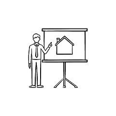 Image showing Real estate presentation hand drawn outline doodle icon