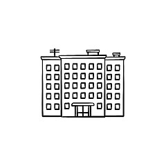 Image showing Block of flats hand drawn outline doodle icon.