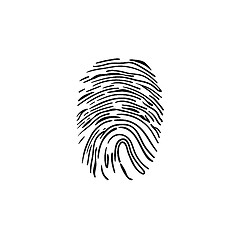 Image showing Fingerprint hand drawn outline doodle icon.