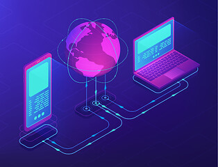 Image showing Isometic cloud operation concept