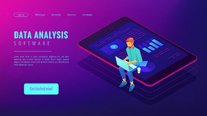 Image showing Isometric big data analysis landing page concept.