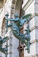 Image showing Wall lantern in the shape of a man, Budapest