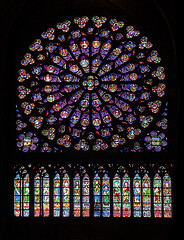 Image showing PARIS - OCTOBER 25, 2016: South rose window of Notre Dame cathedral