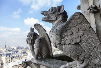 Image showing Chimeras on Notre Dame de Paris