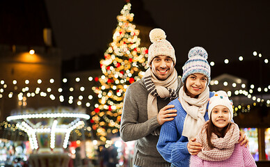 Image showing happy family over christmas market in tallinn