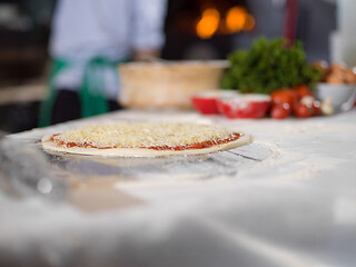 Image showing raw pizza margarita