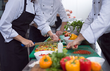 Image showing team cooks and chefs preparing meals