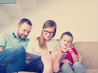 Image showing family with little boy enjoys in the modern living room