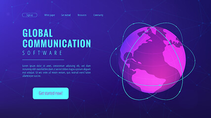 Image showing Isometric global communication landing page concept.